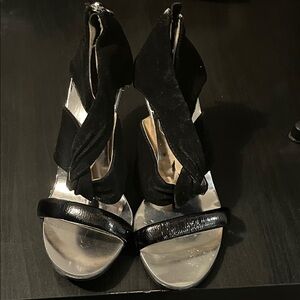 Michael Kors Black and Silver Strappy Heels